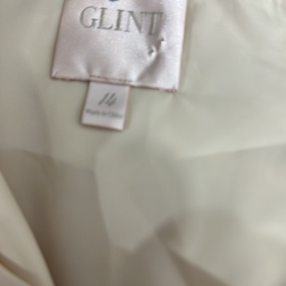 Glint One Ivory Shoulder Cotton Silk Blend Cocktail Dress Size 14 - Picture 3 of 13